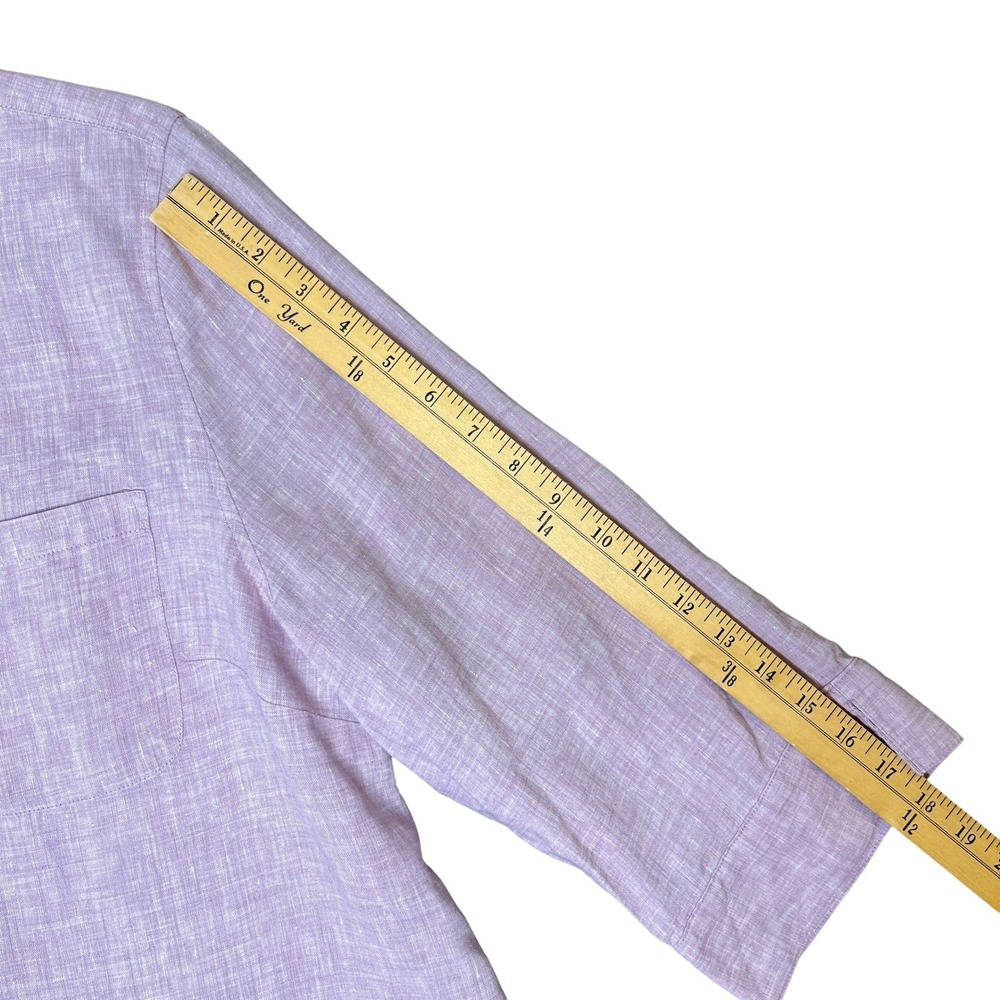 Chicos Linen Button Down Tunic Women 2.5 US 14 Lavender Purple No Iron Lagenlook - Picture 8 of 8